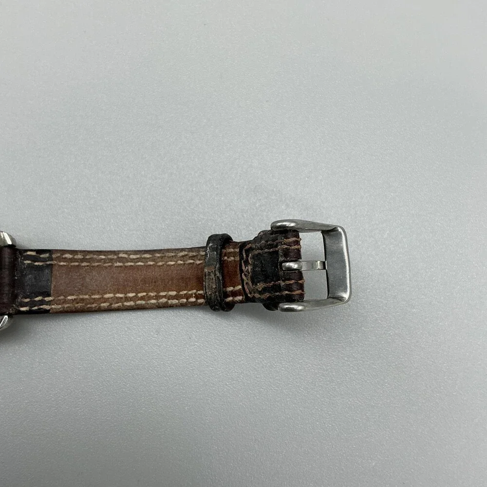Vintage Pulsar Womens Watch 28mm Green Dial Brown Leather Diver Date New Battery